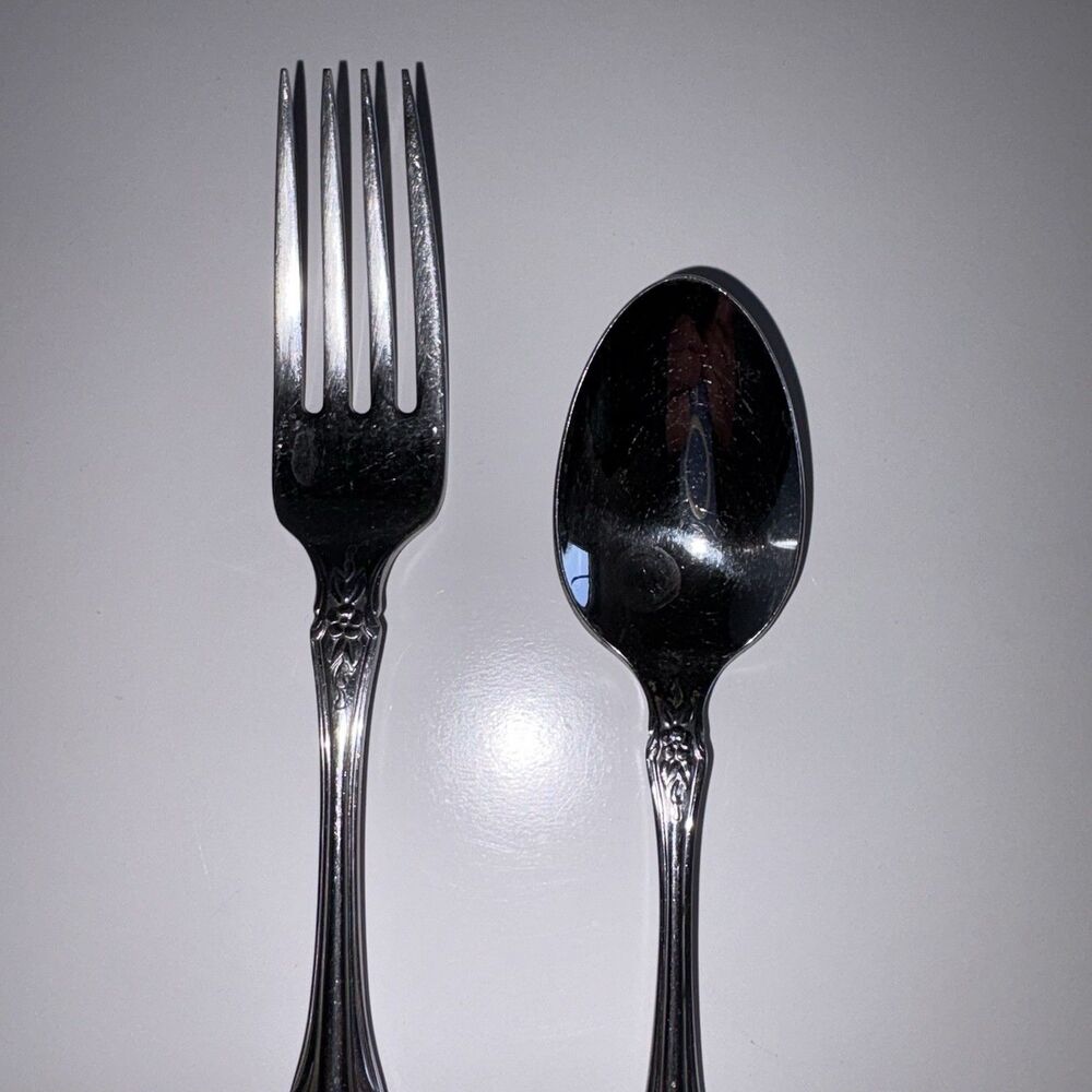 Fork & Spoon Set Oneida Raphael Distinction Deluxe Pattern Stainless Flatware - Picture 11 of 11